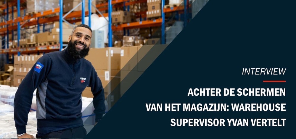 Yvan dans l’entrepôt Cartec, portrait présenté dans la lettre de la marque