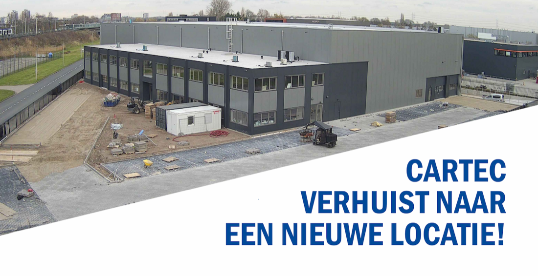 Archive de l’annonce du déménagement Cartec : vue extérieure des nouveaux locaux pendant leur aménagement