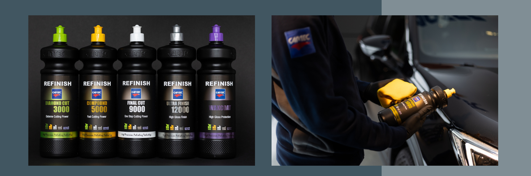 Première génération de produits Cartec Refinish et utilisation du Compound 5000 sur une carrosserie