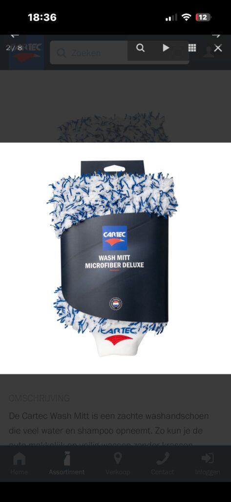 Gant de lavage Cartec Wash Mitt Microfiber Deluxe blanc et bleu dans son emballage