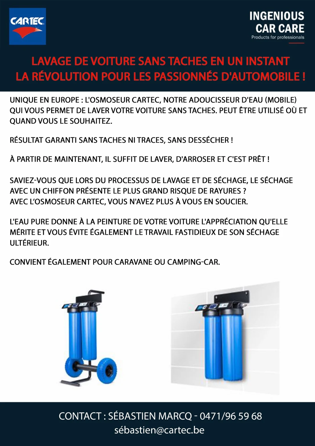 Document Cartec sur le lavage et le rinçage à l’eau pure