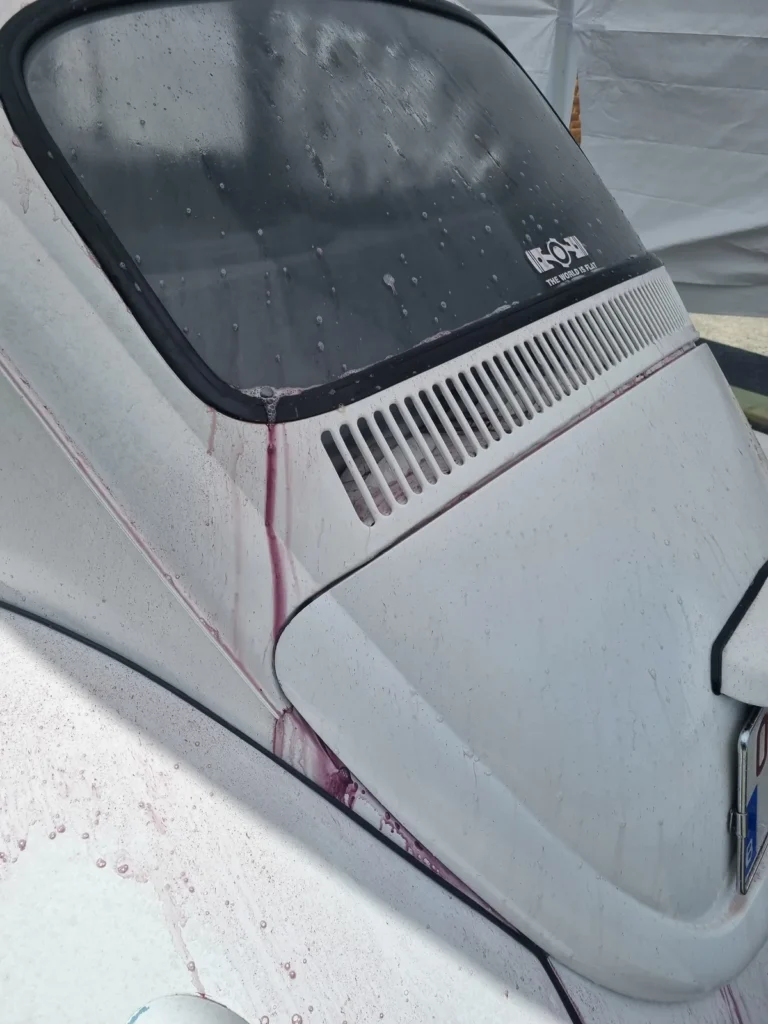 Anc&ecirc;tre trait&eacute; avec Cartec Iron Wash : application sur une Volkswagen Coccinelle