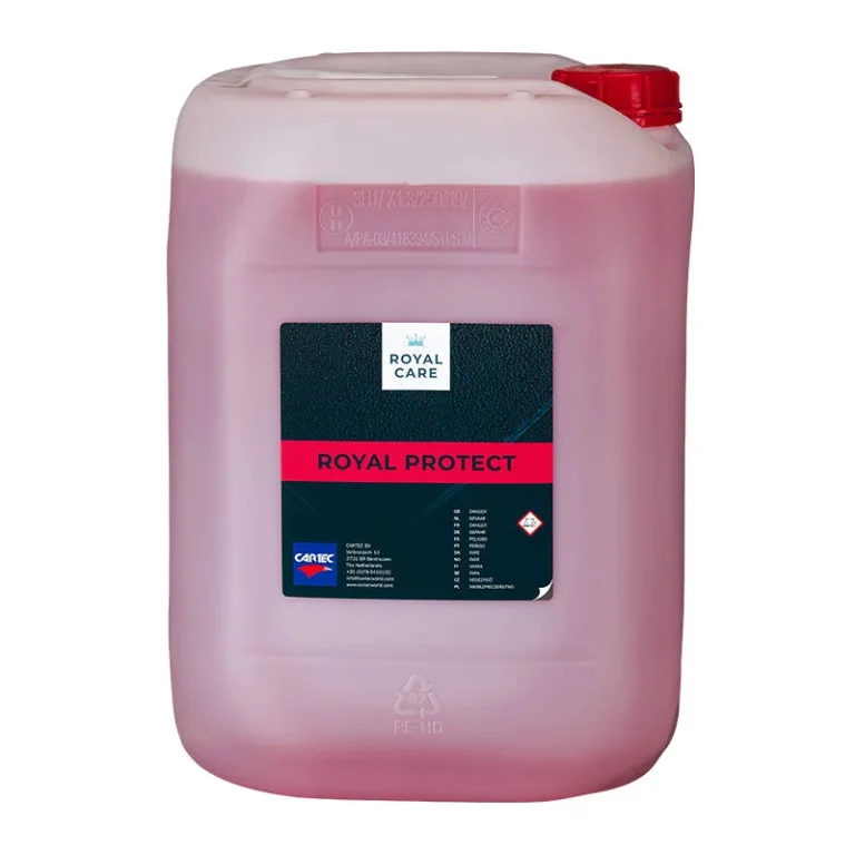 Bidon de produit de la gamme Cartec Royal Care pour le lavage professionnel