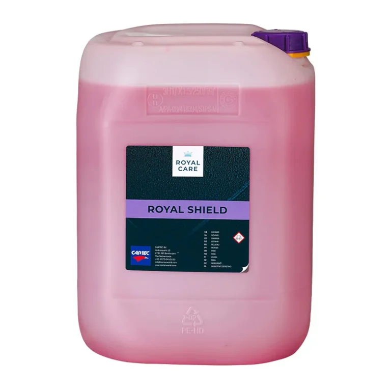 Bidon de produit de la gamme Cartec Royal Care pour le lavage professionnel