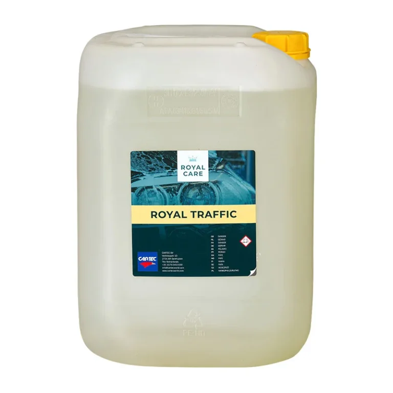 Bidon de produit de la gamme Cartec Royal Care pour le lavage professionnel