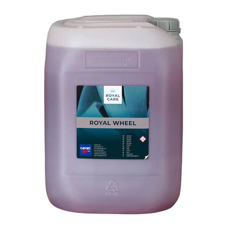 Bidon de produit de la gamme Cartec Royal Care pour le lavage professionnel