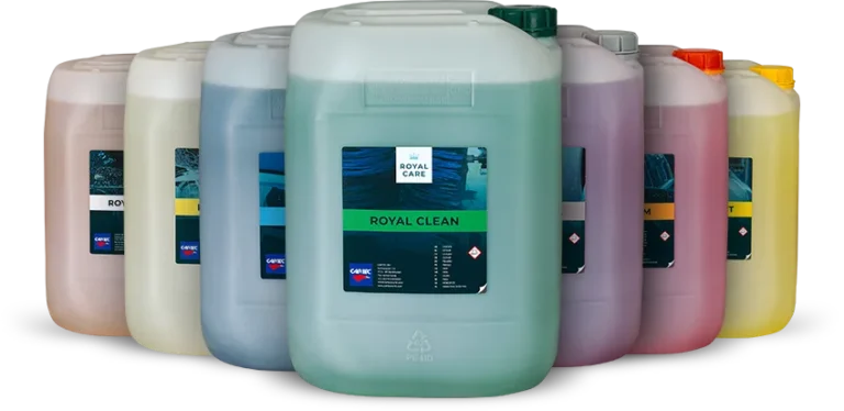 Produits et identit&eacute; de la gamme Cartec Royal Care pour les professionnels du lavage
