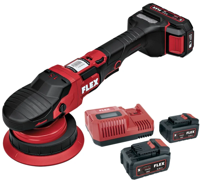 nouveau Flex batterie polisseuse XFE 15 150 18.0-EC/5.0 ensemble (inclus. 2 batteries, 150mm plateau support)