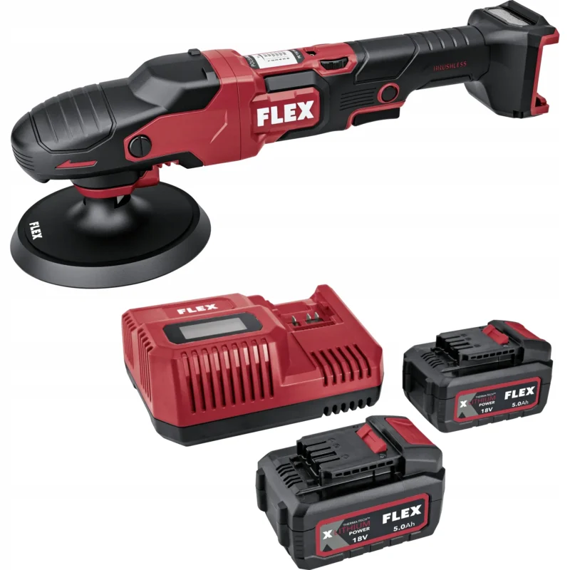 Flex batterie polisseuse PE150 18.0-EC/5.0 ensemble (inclus. 2 batteries, 125mm plateau support)