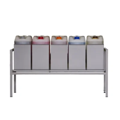 Support pour bidons, rev&ecirc;tement poudr&eacute; (5 x 20 litres) &mdash; lot de 5 &times; 20 litres